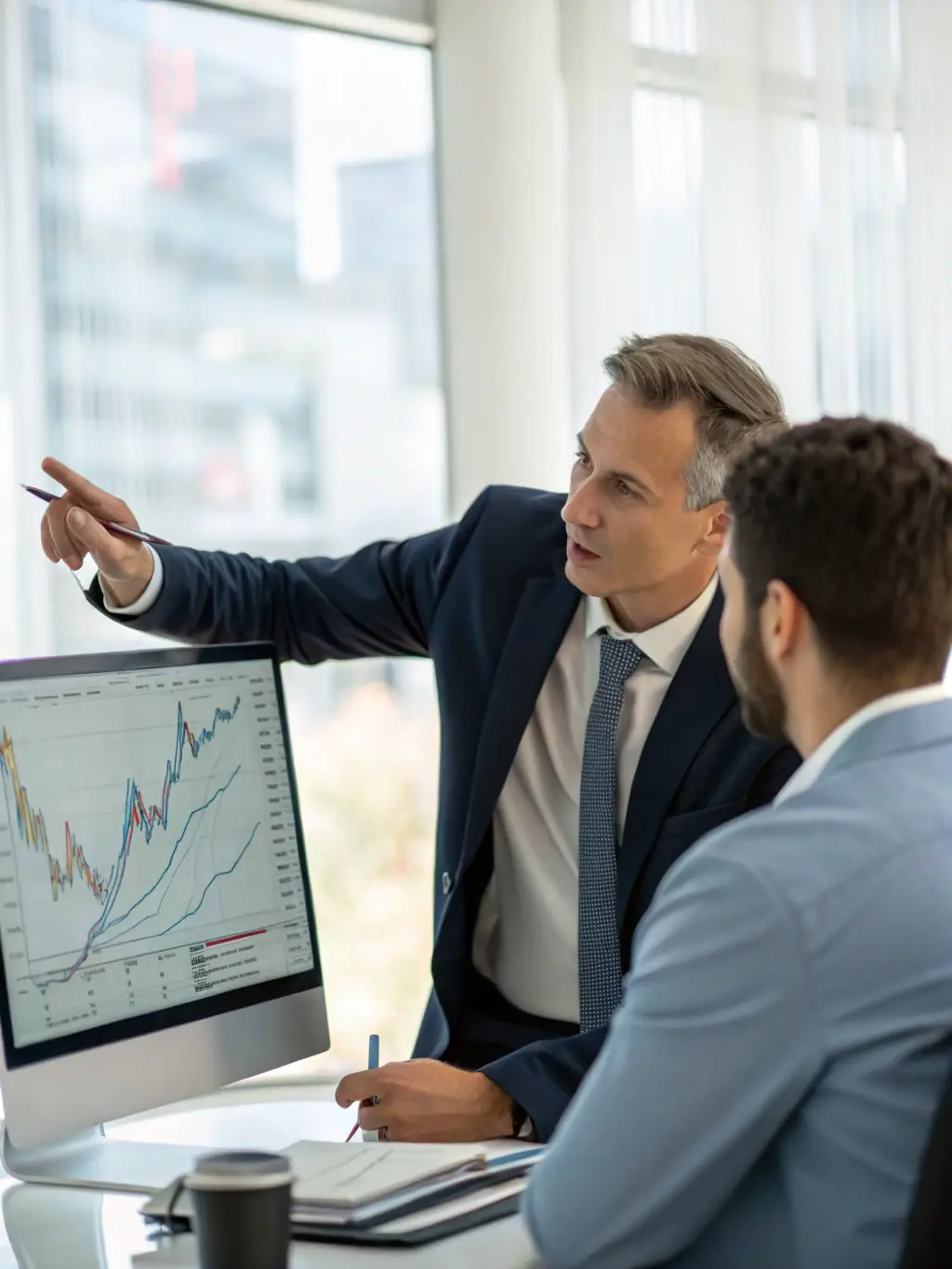 A detailed financial plan being presented to a client, highlighting key milestones and strategies for achieving long-term financial security.